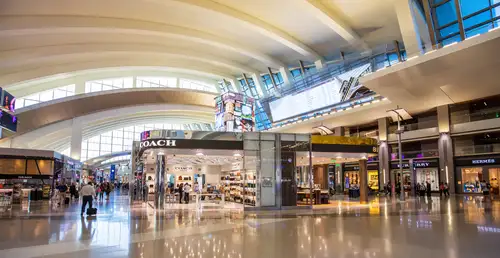 LOS ANGELES, CALIFORNIA, US-Bradley International Airport departure terminal duty free shops in Los Angeles, US